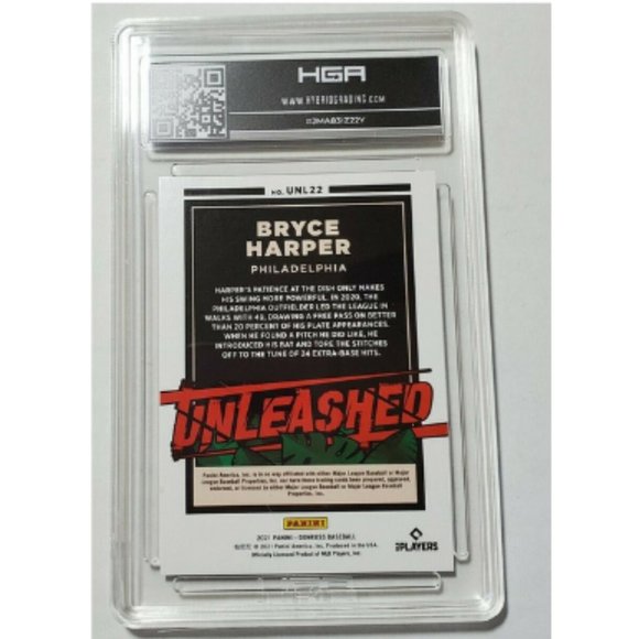 Bryce Harper 2021 Panini Donruss UNL22 BLUE 85/249 Unleashed HGA 9.5 Gem… - Picture 2 of 2